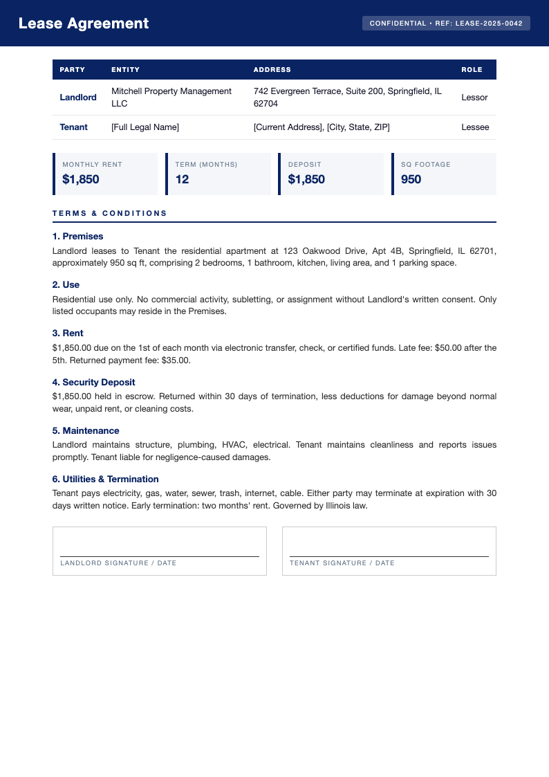 Investment research lease agreement